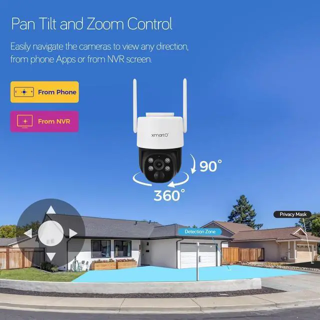 Alt view image 7 of 7 - xmartO [Night Color] 6-Cam 2K HD Wireless Solar Security Camera System with Starlight Color Night Vision, PTZ Control, Long Range WiFi6, Easy Mobile View, 0 Monthly Fee, 1TB HDD