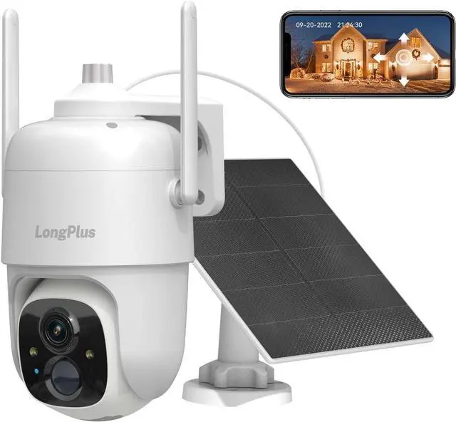 Main image of LongPlus Security Cameras Wireless Outdoor, Solar Wireless Cameras for Home Security, Battery WiFi Cameras Outdoor PTZ 360° Security Camera with Floodlight Color Night Vision Motion Sensor Alarm