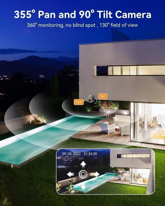 Alt view image 3 of 7 - LongPlus Security Cameras Wireless Outdoor, Solar Wireless Cameras for Home Security, Battery WiFi Cameras Outdoor PTZ 360° Security Camera with Floodlight Color Night Vision Motion Sensor Alarm