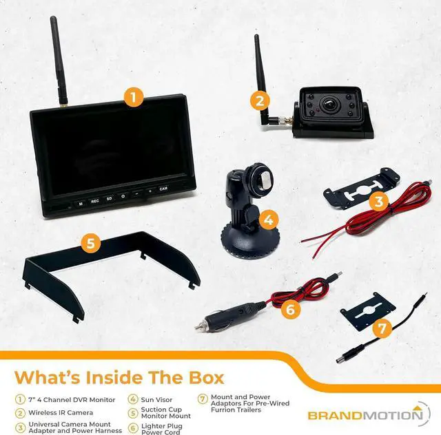 Alt view image 6 of 7 - Brandmotion Wireless Observation IR Camera System with 7 HD Monitor | ADHS-7810v2 Edge to Edge Image Mirror with Universal Compatibility