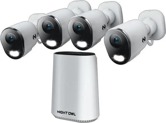 Main image of Night Owl 8 Channel Wi-Fi Video Home Security Hub with (4) Plug-in Wi-Fi 4K HD Indoor/Outdoor Spotlight Cameras with 2-Way Audio and 64GB microSD Card (Expandable up to 8 Cameras)
