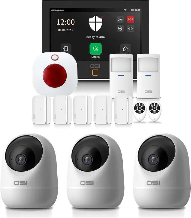 Main image of OSI WI-FI Smart Home Security DIY Alarm System GEN 2-11 Piece and + 3 Smart WI-FI Mini PTZ Security Camera Indoor