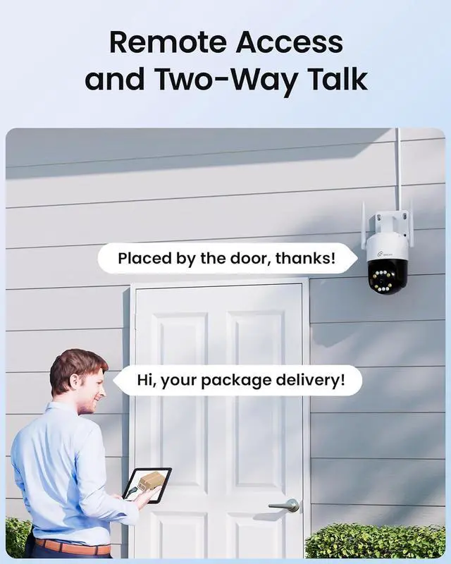 Alt view image 6 of 7 - 4K Wireless Security Camera System Wi-Fi 6, Color Night Vision, 355° Pan 95° Tilt, Light & Siren Alarm, Human Vehicle Detection, Two-Way Audio for Indoor Outdoor, 8CH NVR 1TB HDD Included