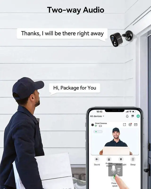 Alt view image 5 of 6 - LongPlus Solar Security Camera, Solar Powered Outdoor Camera Wireless, No Monthly Fee, AI Detection, WiFi Home Surveillance Camera Outside with Solar Panel, Color Night Vision (Black-Solar-2MP-2Pack)