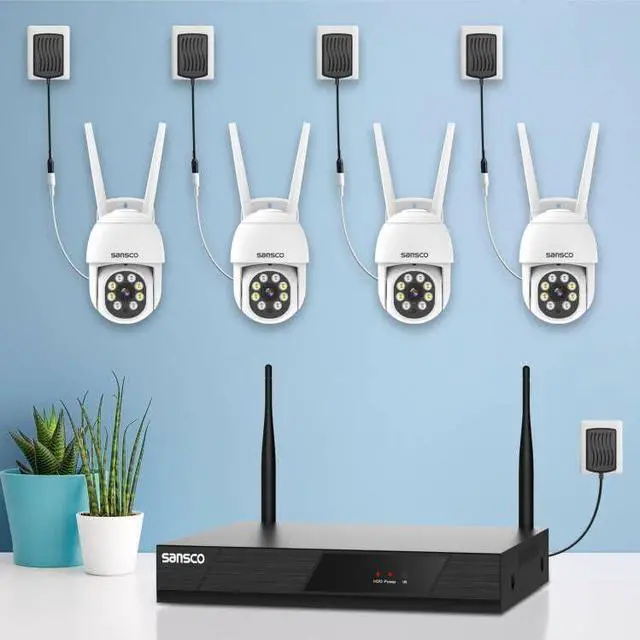 Alt view image 2 of 7 - [Pan & Tilt] SANSCO 2K HD WiFi Security Camera System 1TB Hard Drive, 8CH NVR (4) 3MP Outdoor Waterproof Cameras, 2-Way Audio, Motion Alert, 24/7 Recording (Non Zoom)