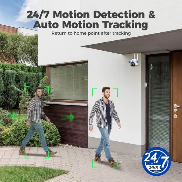 Alt view image 5 of 7 - [WiFi 6 & 10X Zoom] XMARTO Wireless PTZ Security Camera System Outdoor with 10X Zoom and AI Auto Tracking, 6MP Dual-Lens Cameras, 12" LCD Monitor NVR/DVR and 1TB HDD Included