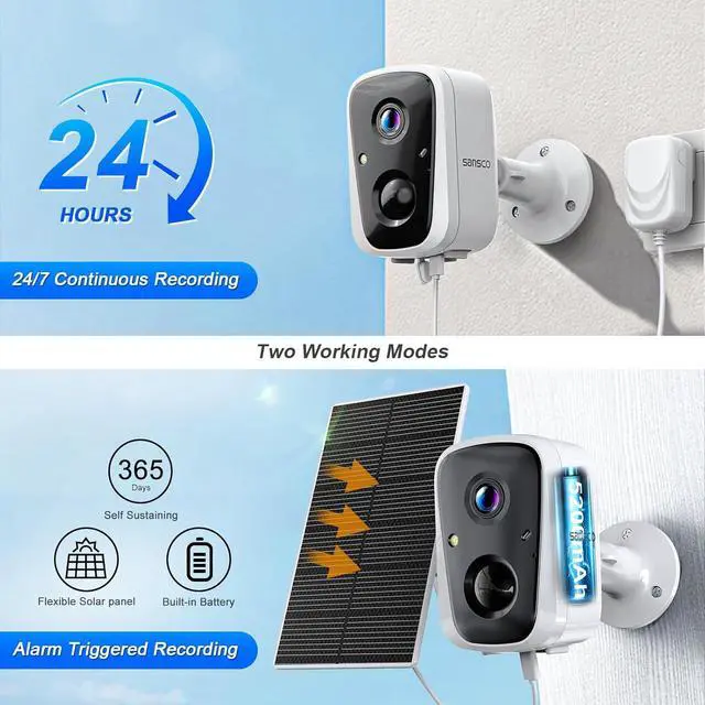 Alt view image 2 of 7 - SANSCO 2K Wireless Security Camera System, 10CH 10" LCD Monitor NVR with Pre-Installed 128GB SD Card, 4PCS 4MP Solar WiFi Camera Outdoor, PIR Human Detection, 2-Way Audio, Color Night Vision