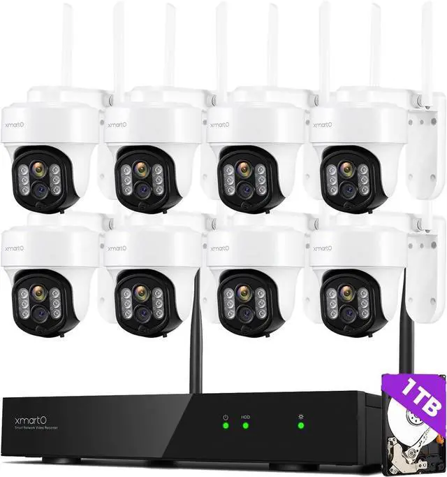 Main image of [Auto-Track & 10X Zoom] XMARTO 10CH WiFi 6 HD PTZ Security Camera System Wireless Outdoor/Indoor, Dual-WiFi 4K NVR with 8X Rotate 6MP Home Cams, 1TB HDD (Plug-in 24/7 Surveillance, WiFi-Relay)