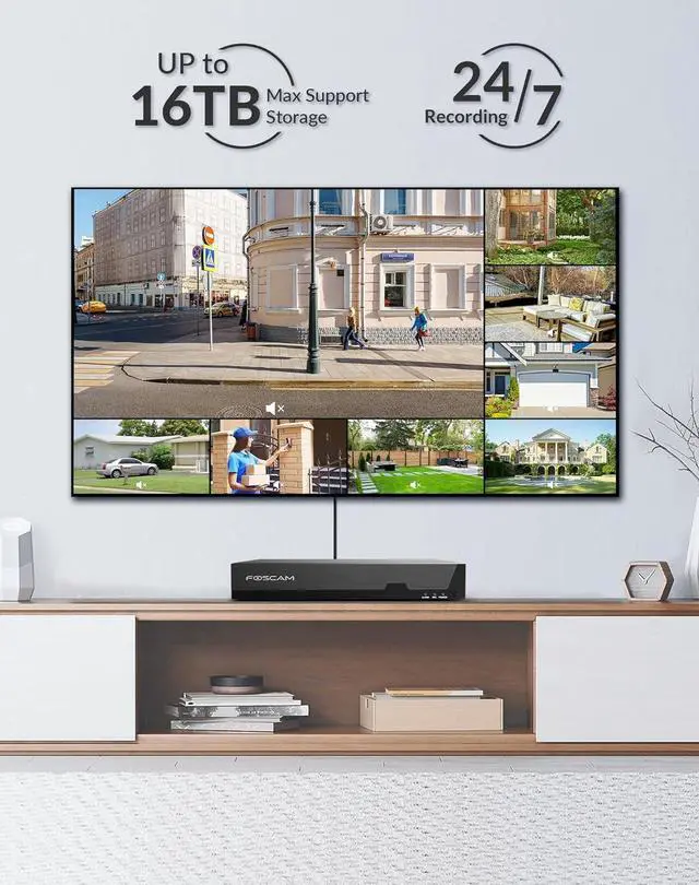 Alt view image 6 of 7 - FOSCAM 8CH PoE Network Video Recorder for Home Security Camera System with AI Human/Vehicle Detection,Remote Access 24/7 Recording, Support 3K 5M Camera, No Hard Disk Drive