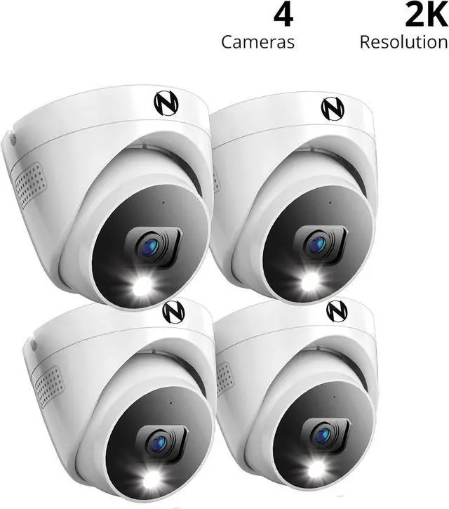 Alt view image 2 of 7 - Night Owl Add On Wired 2K HD Indoor/Outdoor Deterrence Dome Cameras with 2-Way Audio (4 Pack)