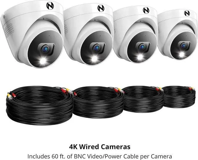 Alt view image 6 of 7 - Night Owl Add On Wired 2K HD Indoor/Outdoor Deterrence Dome Cameras with 2-Way Audio (4 Pack)