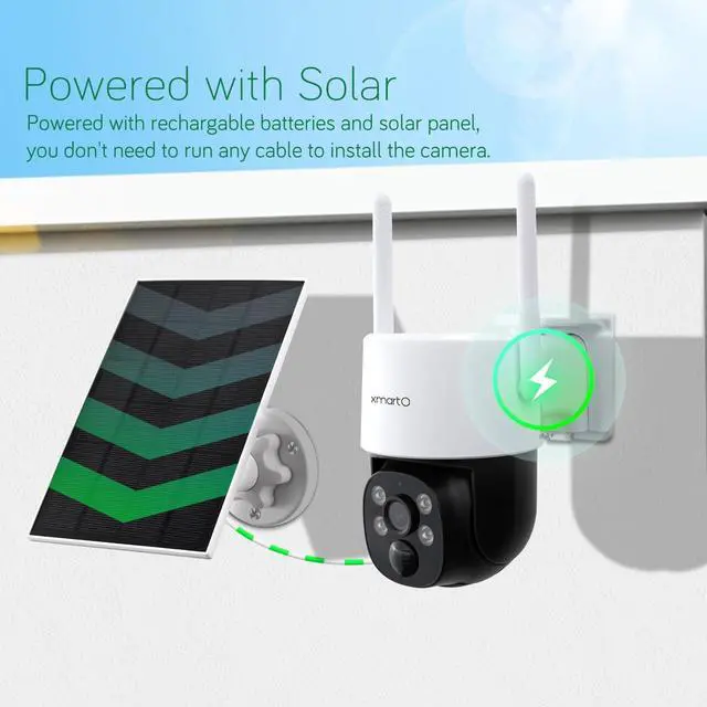 Alt view image 3 of 7 - XMARTO 2K HD Wire-Free Solar Home Security Camera System Wireless, 6-Camera Set with 4 Bullet Cameras & 2 Starlight Night Color PTZ Solar Cameras
