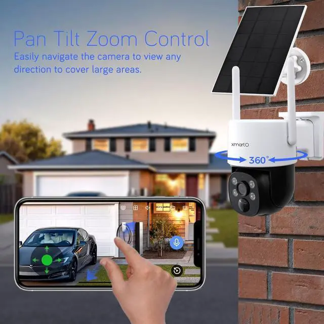 Alt view image 4 of 7 - XMARTO 2K HD Wire-Free Solar Home Security Camera System Wireless, 6-Camera Set with 4 Bullet Cameras & 2 Starlight Night Color PTZ Solar Cameras
