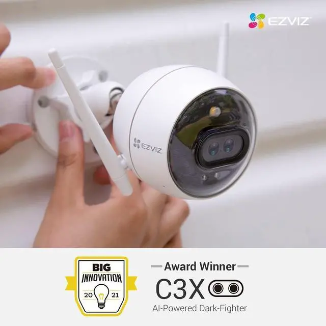 Alt view image 2 of 7 - EZVIZ Outdoor Camera Dual Lens, Surveillance Camera with Color Night Vision & Human/Vehicle Detection, Active Defense with Light & Siren, Two-Way Talk, IP67, No Subscription Fee Cloud(C3X-Cloud)