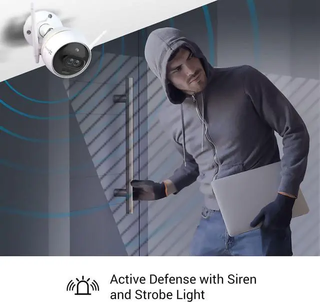 Alt view image 4 of 7 - EZVIZ Outdoor Camera Dual Lens, Surveillance Camera with Color Night Vision & Human/Vehicle Detection, Active Defense with Light & Siren, Two-Way Talk, IP67, No Subscription Fee Cloud(C3X-Cloud)