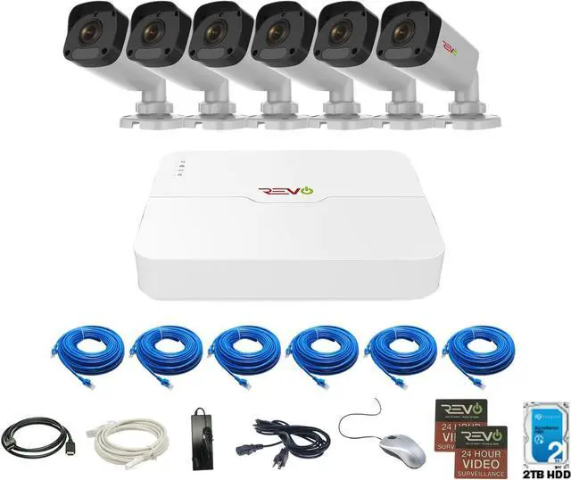 Main image of America Ultra HD 8 Ch. 1TB HDD IP NVR Video Security System, 6 x 2K (4MP) IR Indoor/Outdoor Bullet Security Cameras - Remote Access Via Smart Phone, Tablet, PC & MAC