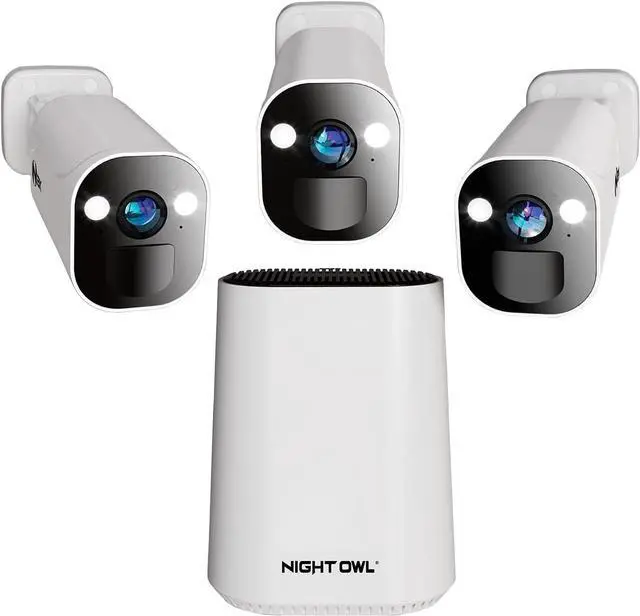 Main image of Night Owl 8 Channel Wi-Fi Video Home Security Hub with (3) Battery-Powered Wi-Fi 2K HD Indoor/Outdoor Spotlight Cameras with 2-Way Audio and 64GB microSD Card (Expandable up to 8 Cameras)
