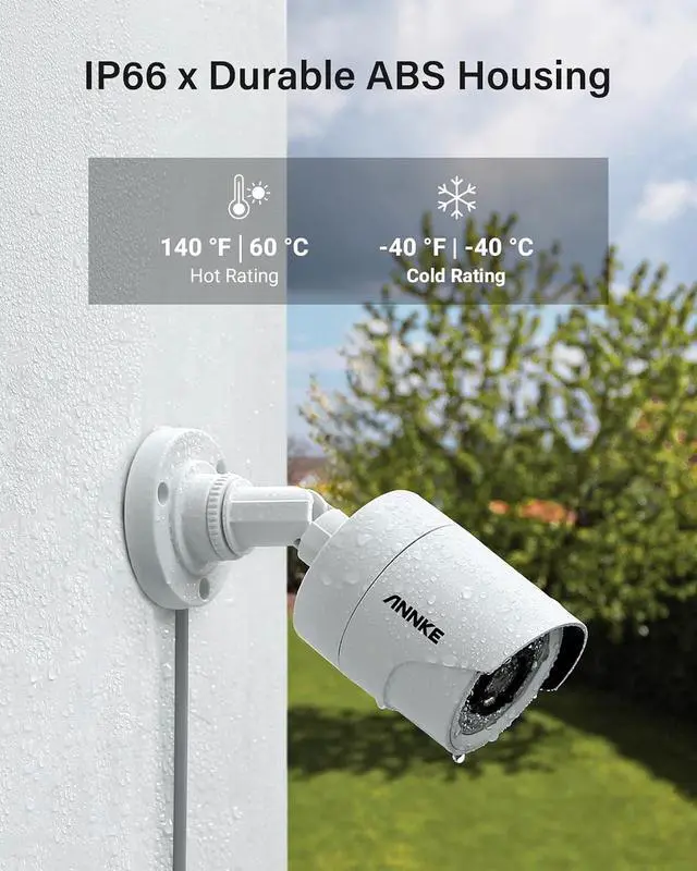 Alt view image 5 of 7 - ANNKE 2MP Wired Security Camera, 1080P HD TVI Add-on CCTV Bullet Cams, 100ft IR Night Vision, IP66 Weatherproof Housing, 3.6mm Lens for Outdoor Home Business Surveillance, 4 Pack, White