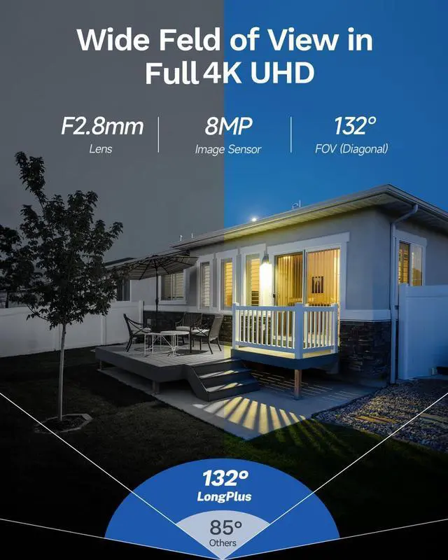Alt view image 3 of 7 - LongPlus 8MP 4K UHD Poe Wired Security Camera Outdoor for Security Cameras System, Cameras for Outdoor Home Security Spot Lights Color Night Vision, Red-Blue Alarm Lights & Sound LPCP8B1