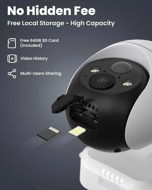 Alt view image 6 of 7 - ieGeek 4G LTE No WiFi Cellular Security Cameras Wireless Outdoor, (64G SD&SIM Card Included)Solar Powered for Home Security System, 360°Live View, 2K Color Night Vision, PIR Motion Sensor, 2-Way Video