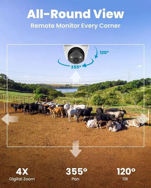 Alt view image 7 of 7 - ieGeek 4G LTE No WiFi Cellular Security Cameras Wireless Outdoor, (64G SD&SIM Card Included)Solar Powered for Home Security System, 360°Live View, 2K Color Night Vision, PIR Motion Sensor, 2-Way Video