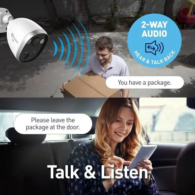 Alt view image 2 of 7 - Swann Wi-Fi Security Camera Outdoor Indoor, 2K Quad HD Powered Home Surveillance Security Cameras with 2-Way Talk, Siren, Sportlight, Heat and Motion Triggered Mobile Alerts, Night Vision, Free Cloud