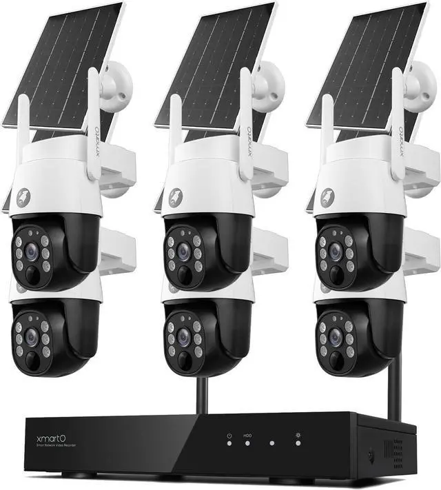 Main image of xmartO 10CH 4MP QHD PTZ Solar Wireless Security Camera System, 6*WiFi 6 5G Dual Band Solar Battery PTZ CAM, Wire-Free Easy Installation,10CH 4K Long Range WiFi 6 Surveillance DVR NVR Kit