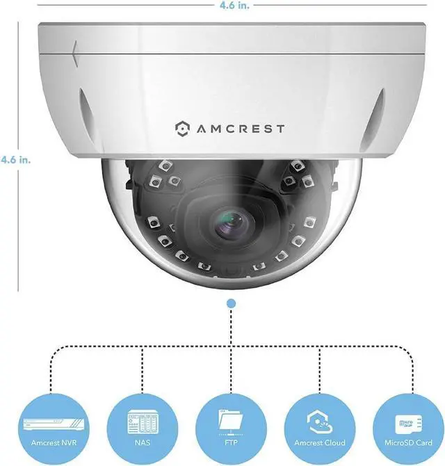 Alt view image 7 of 7 - Amcrest ProHD Outdoor 1080P POE Dome IP Security Camera - IP67 Weatherproof, 1080P (1920 TVL), IP2M-844E (White)