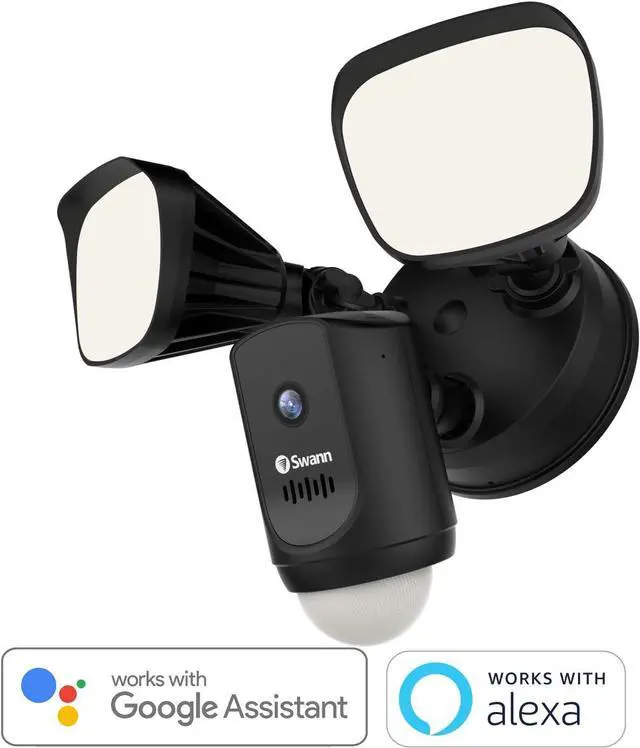 Alt view image 6 of 6 - Swann Floodlight Security Camera w/Dimmable Motion Lighting, 2 Way Talk, Wi-Fi Surveillance 1080p HD, Indoor/Outdoor Color Night Vision, True Detect Heat Sensing, Alexa/Google, Black, SWWHD-FLOCAMB