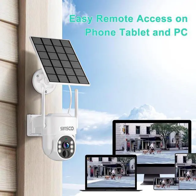 Alt view image 7 of 7 - SANSCO 2K Wire-Free Solar Battery Powered Security Camera System, 10 Channel NVR Recorder with 500GB Hard Drive, (4) 4MP Outdoor WiFi Pan Tilt Zoom Camera with Solar Panel, 2 Way Audio, Remote Access
