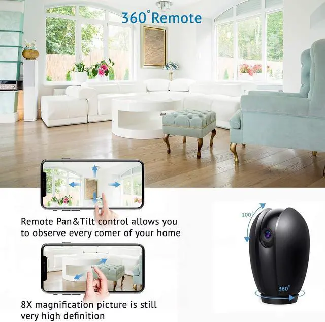 Alt view image 3 of 7 - LaView Security Cameras for Home + 2X 32GB SD Cards,PT Home Security Camera System with Motion Detection,Two-Way Audio,Night Vision,Indoor WiFi Camera for Baby/pet,Alexa,USA Cloud Service