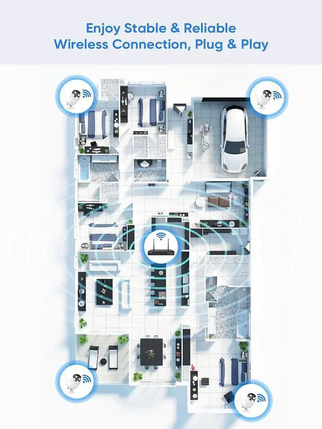 Alt view image 7 of 7 - SANNCE 2K Wireless Security Camera System, 8CH 5MP NVR with 8Pcs 3MP Outdoor WiFi IP Surveillance Cameras with One-Way Audio,Night Vision, Remote Access, Motion Alerts, Compatible with Alexa, No HDD