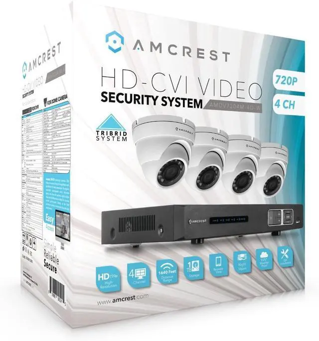 Alt view image 7 of 7 - Amcrest ProHD 720P 4CH Video Security System - Four 1.0-Megapixel (1280TVL) Outdoor IP67 Dome 1TB HDD, Night Vision, Remote Smartphone Access, White Mid (AMDV7204M-4D-W)
