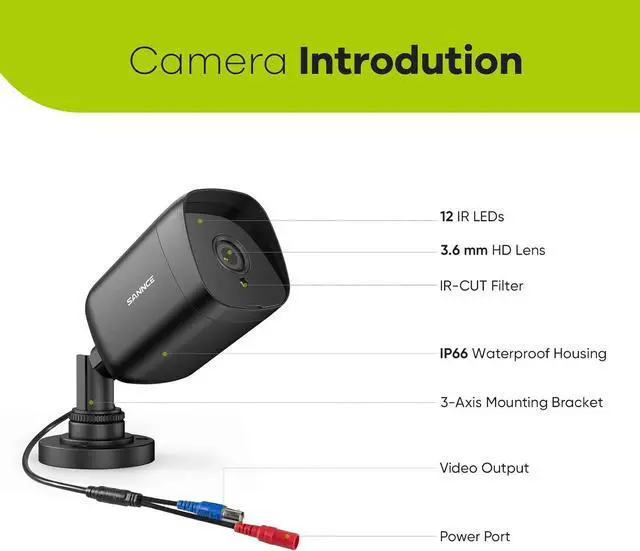 Alt view image 7 of 7 - SANNCE 8 Channel Security CCTV Camera System 1080P, 2MP CCTV DVR with 2TB Hard Drive, 2X 1080P Bullet Surveillance Cameras, 2X PT Digital Zoom Dome Camera, Outdoor/Indoor Email & APP Alert