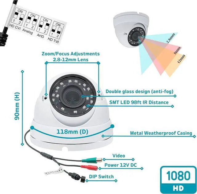 Alt view image 4 of 6 - Evertech 1080p HD 8 Channel 6 Security Camera Surveillance System 2TB HDD Recording Storage