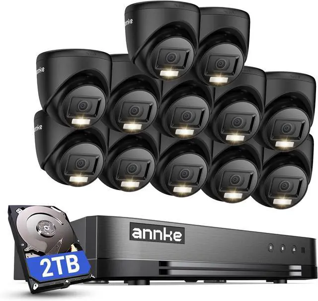 Main image of ANNKE 16 Channel HD-TVI 2MP Lite Video Security System DVR Recorder with 12x 1080P Outdoor Weatherproof CCTV Cams with Smart Color Night Vision, 2TB Hard Drive, AI Motion Detection, Easy Remote Access