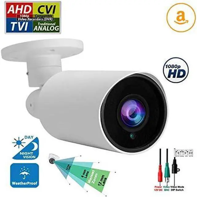 Alt view image 2 of 7 - Evertech 1080p Outdoor Night Vision CCTV Security Camera HD TVI CVI AHD Indoor Weatherproof 2.8-12mm Manual Zoom Bullet White for CCTV Security Surveillance Systems