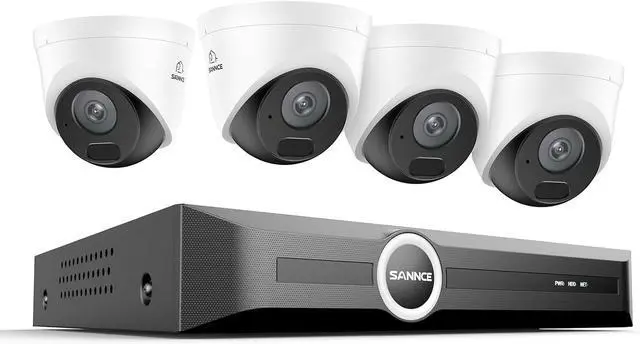 Main image of SANNCE 2K 3MP PoE Security System, 8CH 6MP Surveillance NVR with 4PCS 3MP HD Weatherproof Dome Cameras with H.265 Video Compression, Smart IR LED, APP Push Alert, Remote Access (No HDD)