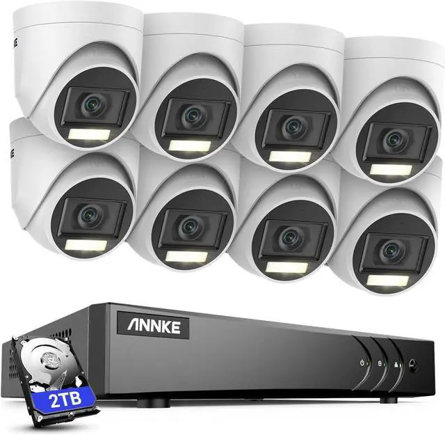 Main image of ANNKE Home Security Camera System, 8pcs 3K Wired IP67 Waterproof CCTV Outdoor Cameras with Smart Dual Light, Built-in Mic, 8CH 3K Lite AI DVR Recorder Human/Vehicle Detection, 2TB Hard Drive