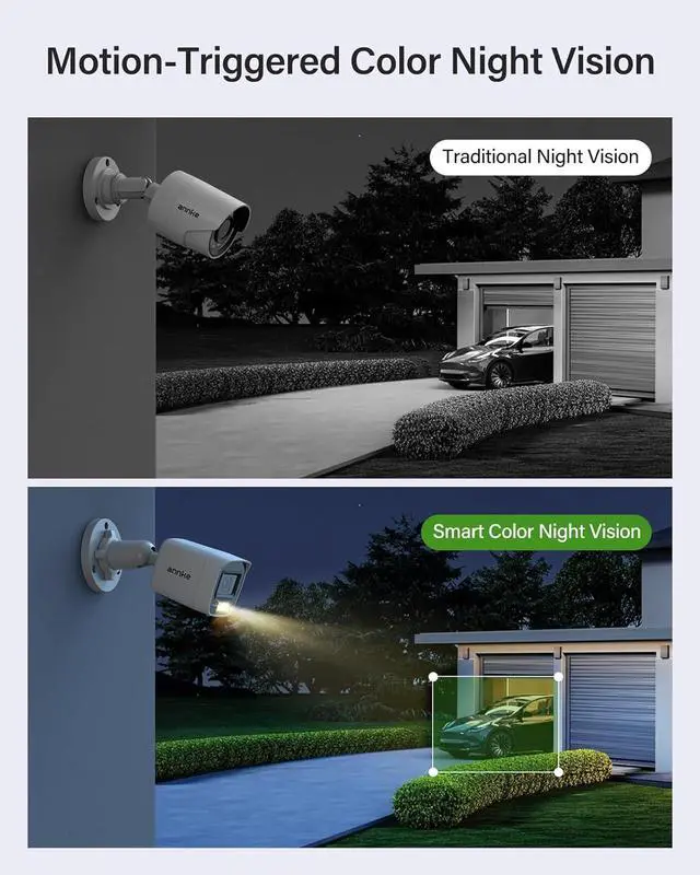 Alt view image 5 of 7 - Security Camera System, 3K Lite 5-in-1 H.265+ 8CH eDVR with 1TB eSSD and (4) 1080p (2MP) Weatherproof Surveillance Wired Cams, AI HumaVehicle Detection, Smart Color Night Vision, Email Alert