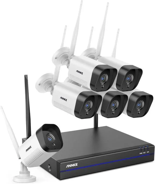 Main image of ANNKE Security Camera System, 6pcs Wireless 5MP IP Cameras with 10CH 5MP NVR for Home Security Outdoors, Motion Detection, Two-Way Audio, 100ft Night Vision, Compatible with Alexa, NO HDD