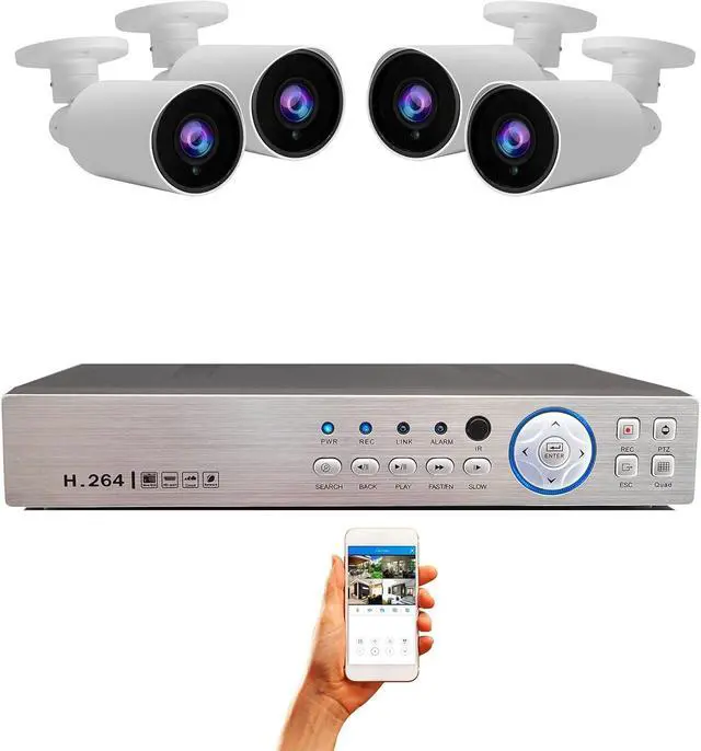 Main image of Evertech 8 Channel 4 Bullet Security Camera Outdoor Surveillance System 2TB Storage for Recording Playback Remote Viewing
