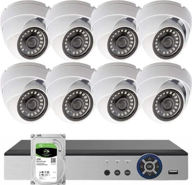 Main image of Evertech 8 Channel Security Camera System with 8 x 1080P Indoor Outdoor Dome Surveillance Cameras 2TB Hard Drive Storage for 7/24 Recording Quick Remote Access