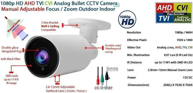 Alt view image 6 of 7 - Evertech 8 Channel Surveillance System w/ 1TB Hard Drive and 1080p Indoor Outdoor IR Bullet Security Cameras