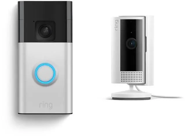 Alt view image 2 of 7 - Ring Battery Doorbell with Ring Indoor Cam 2nd Gen (White)
