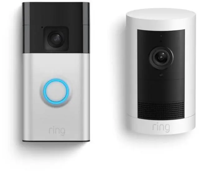 Alt view image 2 of 7 - Ring Battery Doorbell, Satin Nickel with All-new Ring Outdoor Cam Plus Battery, White