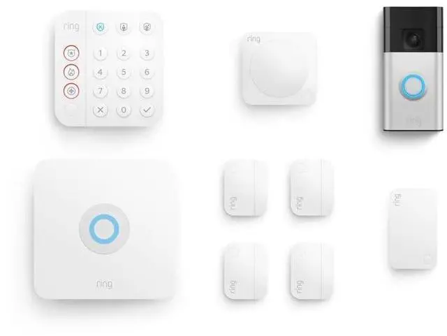 Alt view image 2 of 7 - Battery Doorbell (Satin Nickel) with Alarm 8-piece (White)