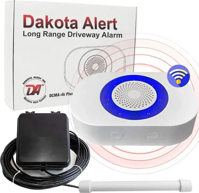 Main image of Dakota Alert Driveway Alarm Sensor - DCPA-4k Plus Driveway Alarms Wireless Outside Weatherproof Alert System, 1-Mile-Long Range Sensors, Receiver & Vehicle Detecting Probe Transmitter & 50' Wire