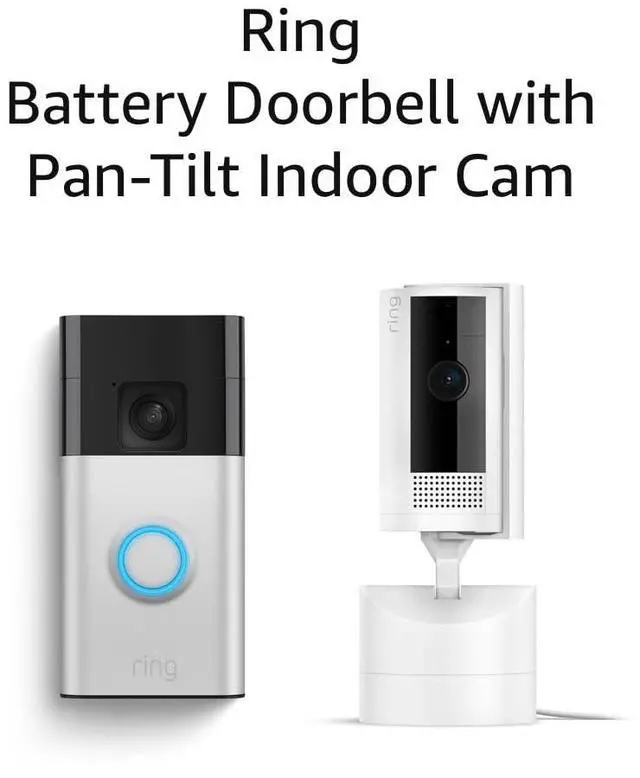 Main image of Ring Battery Doorbell with Ring Pan-Tilt Indoor Cam (White)