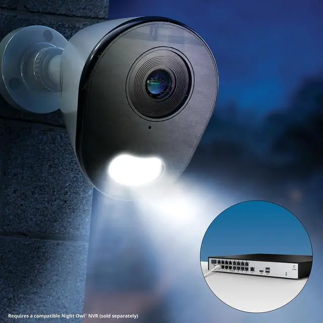 Alt view image 5 of 7 - Night Owl Add On Wired IP 4K HD Indoor/Outdoor Deterrence Bullet Camera with 2-Way Audio (1-Pack) (Bullet - 1 Pack)